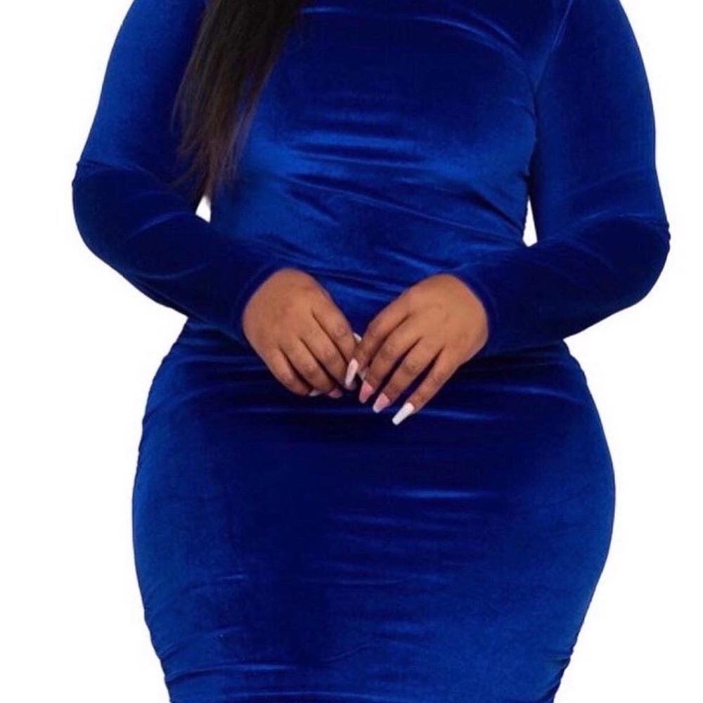 Mock Neck Velour Dress